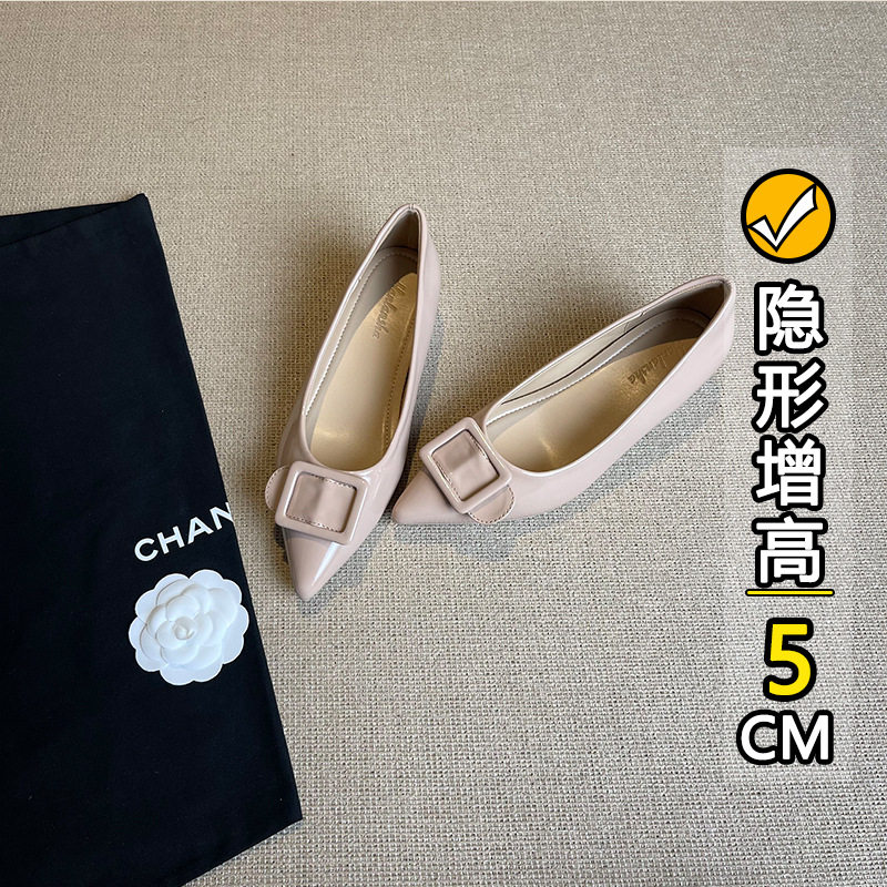 现货葡萄妈同款5cm内单鞋女春秋季尖头真皮女鞋细跟工作鞋ol图片