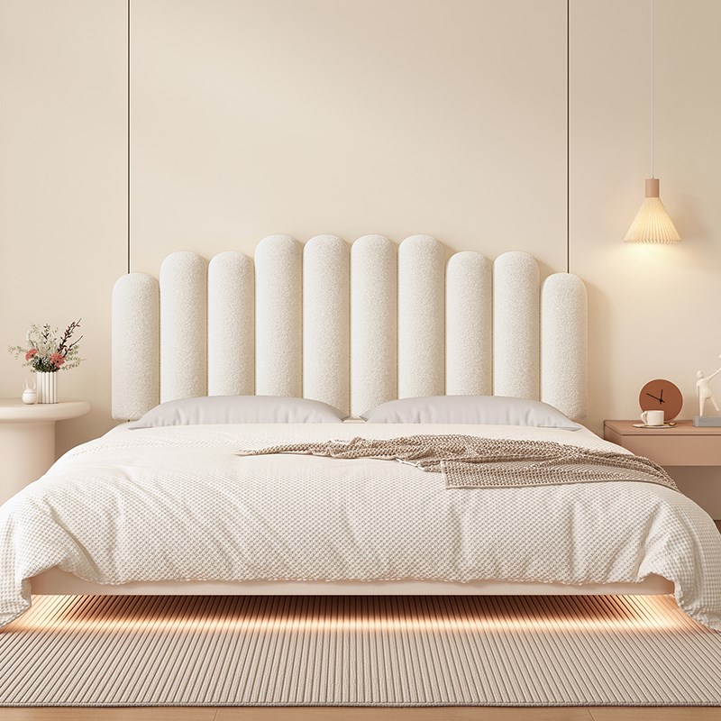 波浪钢琴键软包床头靠垫奶油风榻榻米靠枕床头护腰Q大靠背2024新