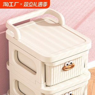 收纳柜卧室 小推车置物架零食收纳箱客厅玩具储物柜L子家用抽屉式