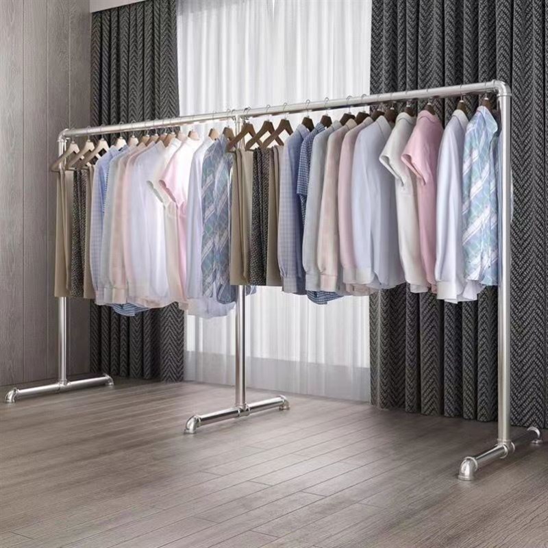 加厚加粗钢管晾衣架镀锌钢管挂衣架单杆落地晾衣杆阳台不生锈晒被