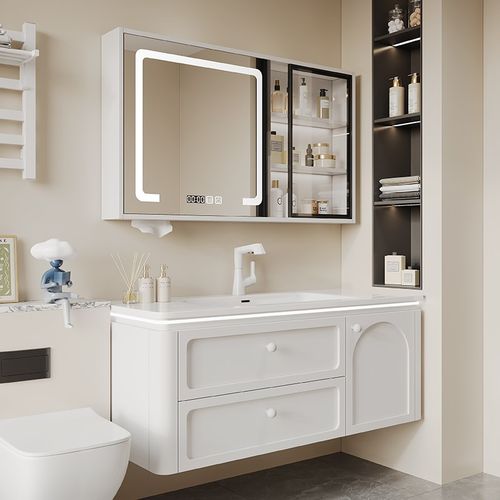 法式复古奶油风卫生间浴室柜圆角陶瓷一体盆洗漱台洗手池脸盆