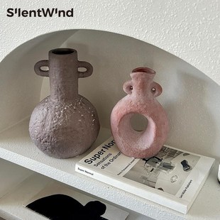 陶瓷花瓶插干花仿真花ins家居民宿装 SilenteWind复古侘寂风 饰摆