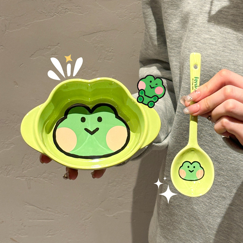 蛙里尼陶瓷双耳饭碗家用餐具宝宝吃米饭专用碗早餐蒸蛋碗儿童碗,餐饮具,碗,淘宝优惠券,粉丝福利购,淘宝优惠卷