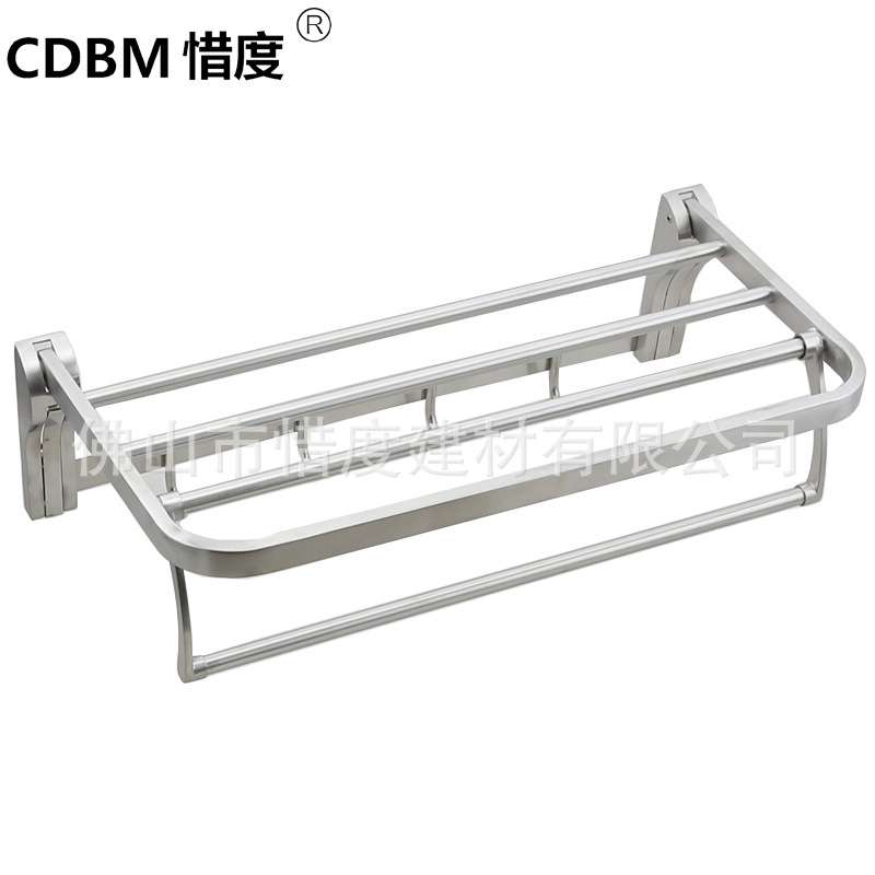 SUS304不锈钢浴巾架双层折叠毛巾架挂架50 60CM可选YJJG-011