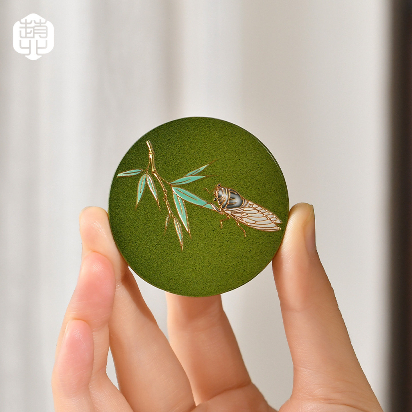 赵北书画专用实心黄铜镇尺李子绿