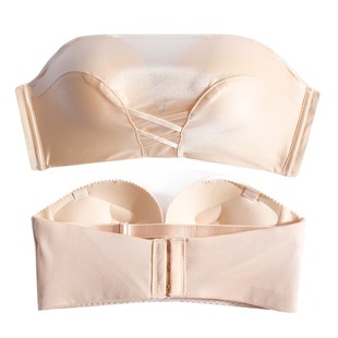 加厚小胸罩聚B拢文胸抹胸隐形防滑上托女内衣 无肩带防走光裹胸式