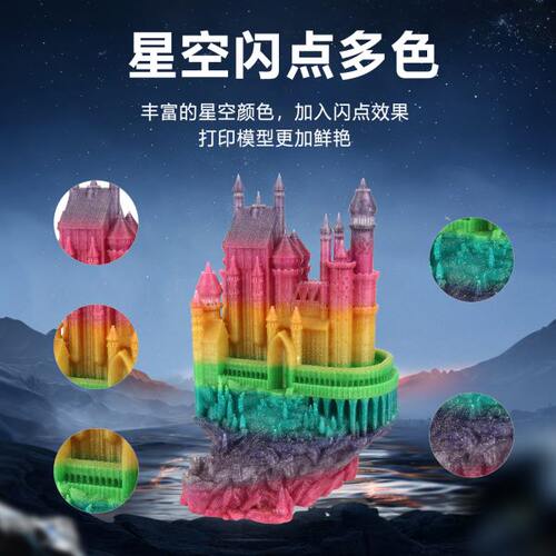 3D打印耗材PLA星空闪点彩虹渐变耗材透明闪点1.75mmPLA打印耗材