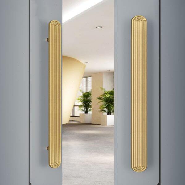 中式简约玻璃门拉手仿古轻奢实木门把手古铜环纹酒店大门拉手