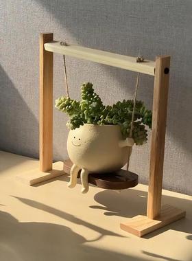 小红薯同款笑脸秋千悬挂花盆桌面造景摆件2025新款创意户外装饰品