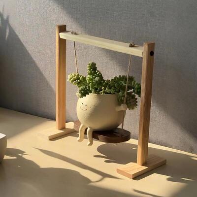 小红薯同款笑脸秋千悬挂花盆桌面造景摆件2025新款创意户外装饰品