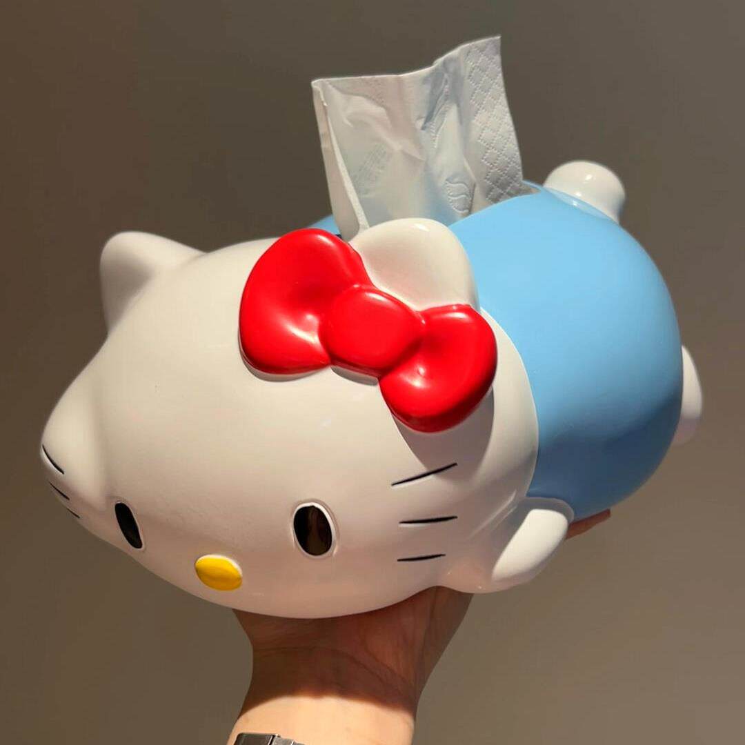 凯蒂猫纸巾盒可爱抽纸盒轻奢树脂客厅桌面纸抽盒家用洗脸巾收纳盒