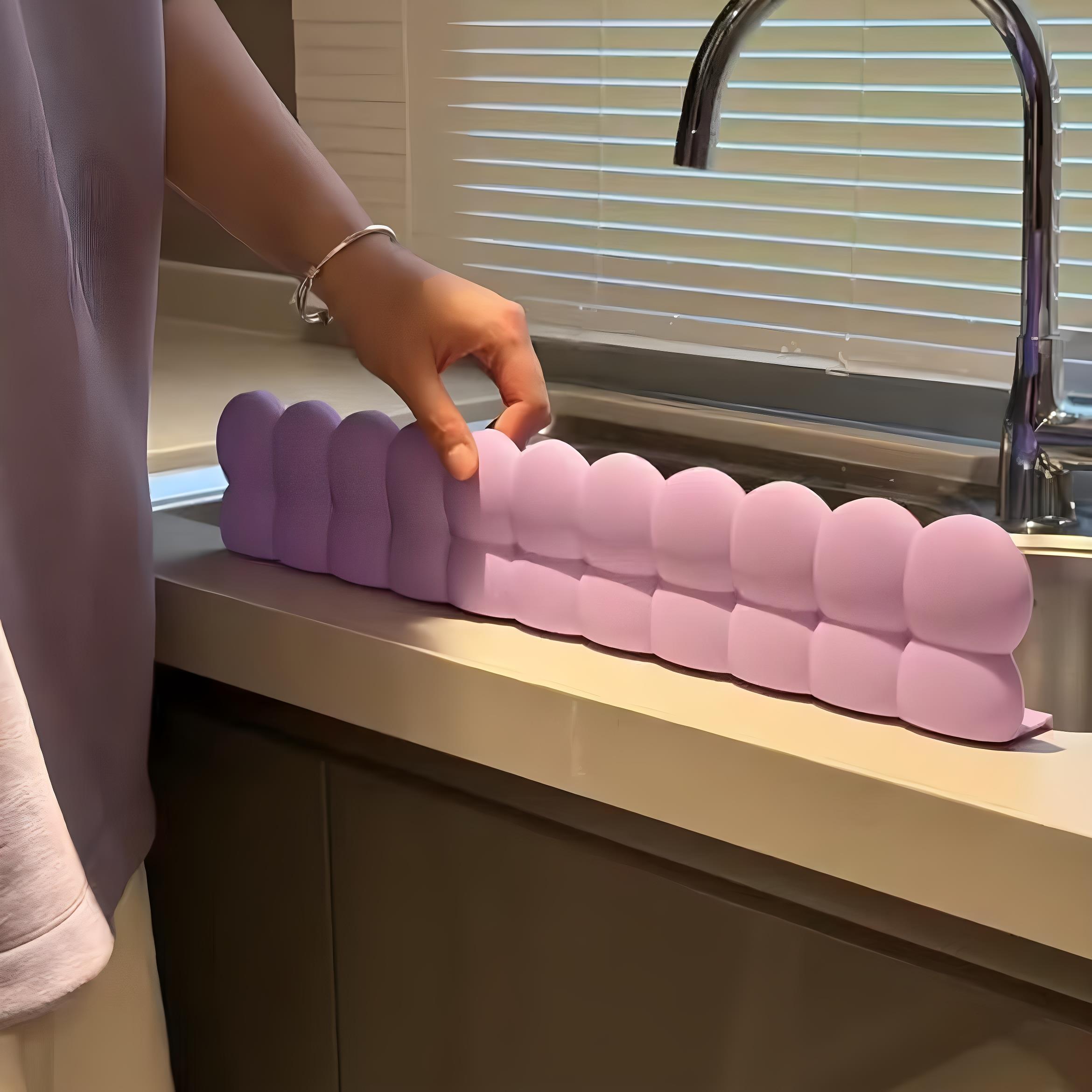 多巴胺挡水板厨房水槽旁水池边缘硅胶吸盘防溅防水挡水条卫浴清洁