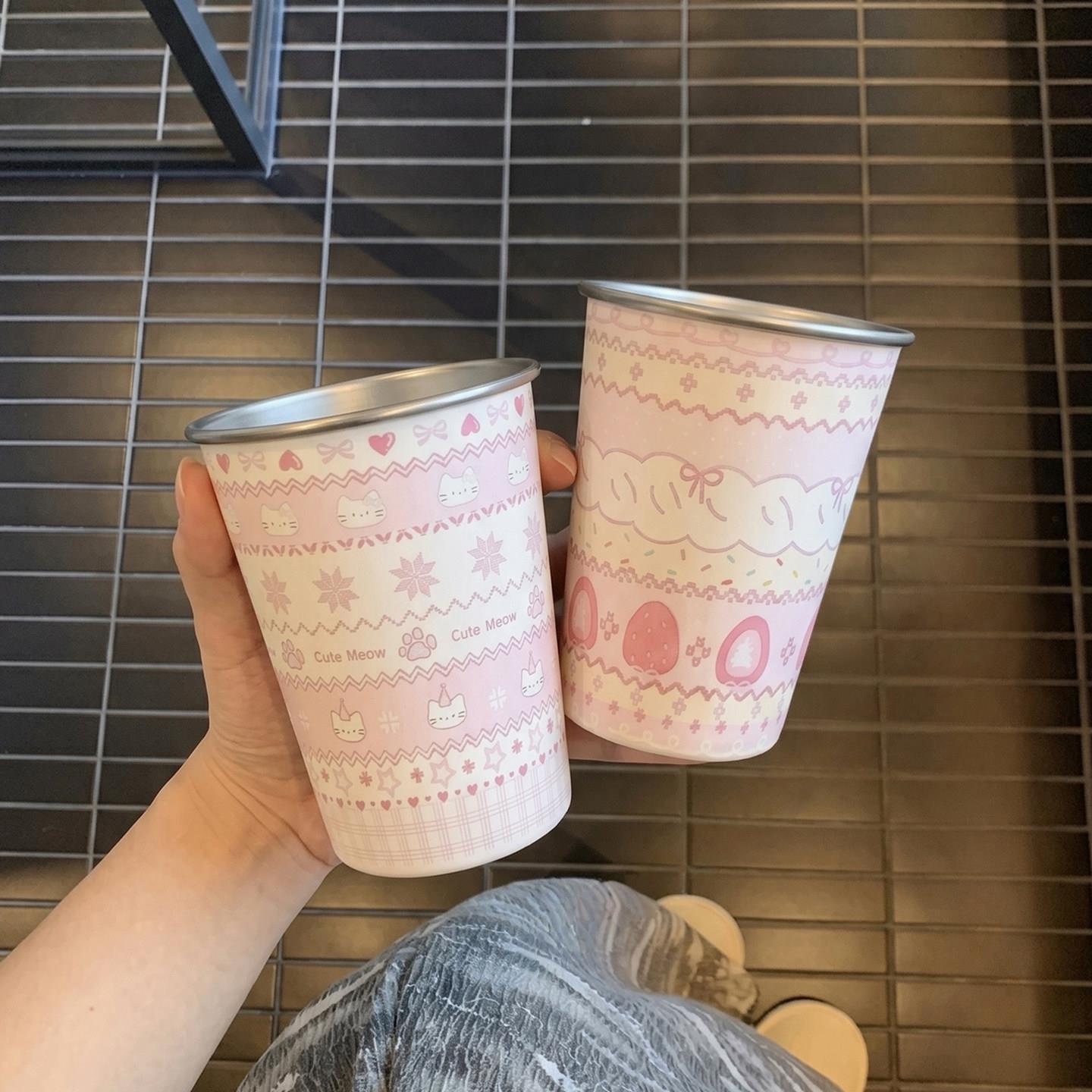 费尔岛卡通洗漱杯创意磁吸不锈钢防漏家用刷牙杯儿童漱口杯子女童