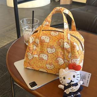 可爱卡通KT猫手提便当包帆布包包大容量通勤收纳袋新款便携饭盒袋