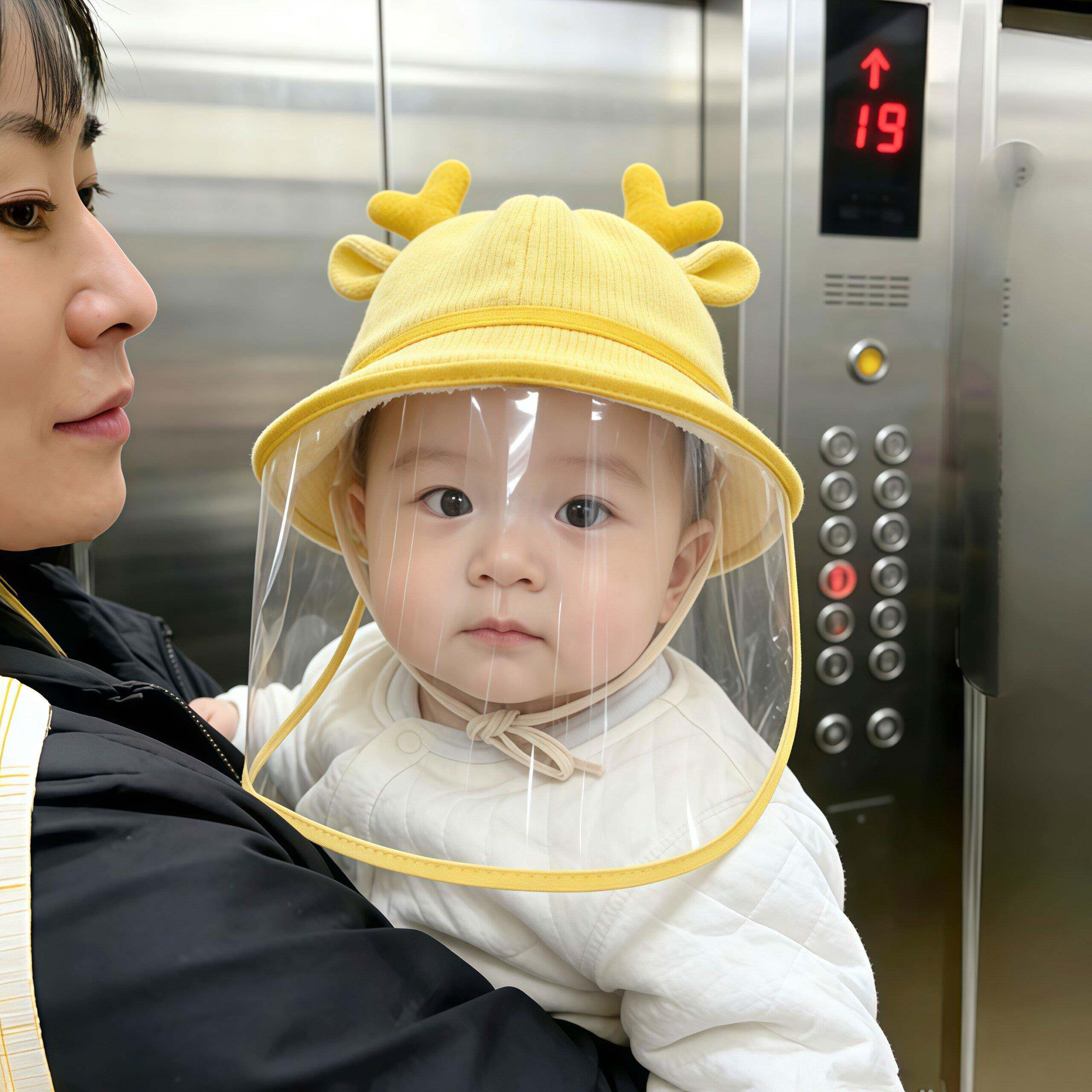 【做好防护】高透明防飞沫婴儿防护面罩帽子宝宝隔离帽挡风防风帽