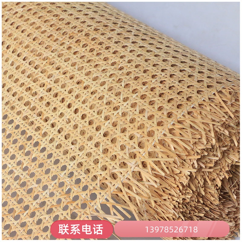 天然藤编材料八角眼笪吊顶贴面装饰藤席家具屏风diy手工编织