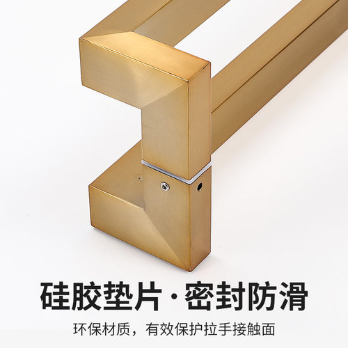 玻璃门拉手方管扶手弯加厚拉丝抗指纹木门把手有框大门拐角黑色