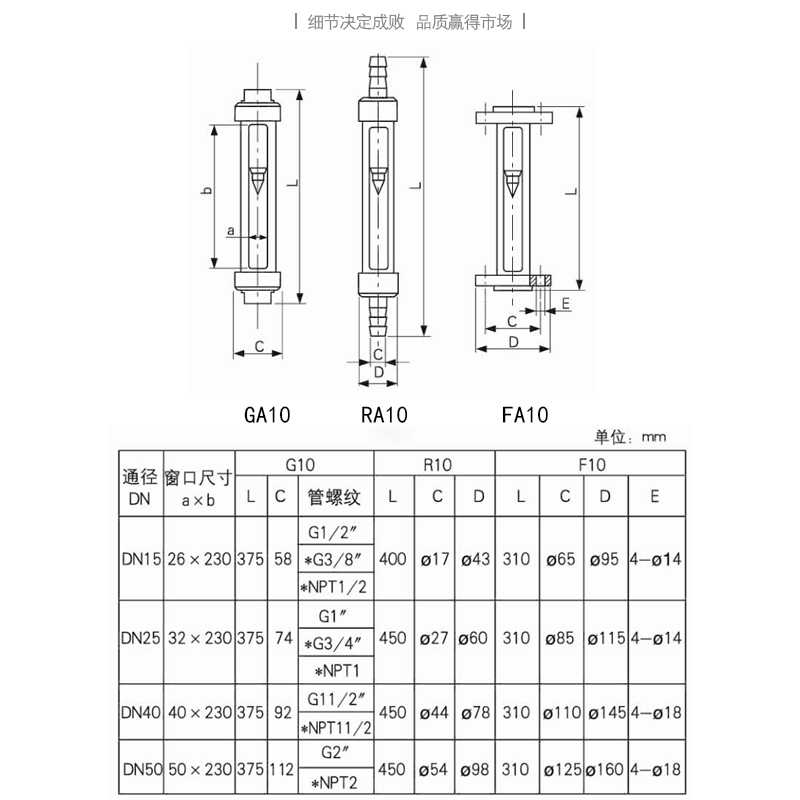 LZB气体玻璃转子流量计空气液体浮子不锈钢螺纹法兰卡盘接头 甲醇