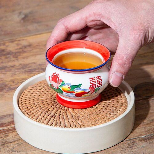 痰盂水杯小容量茶杯手绘人杯老式怀旧陶瓷搞怪家用泡茶喝茶杯子