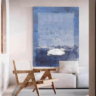 M手绘侘寂风大幅抽象客厅油画设计师样板间玄关肌理挂画