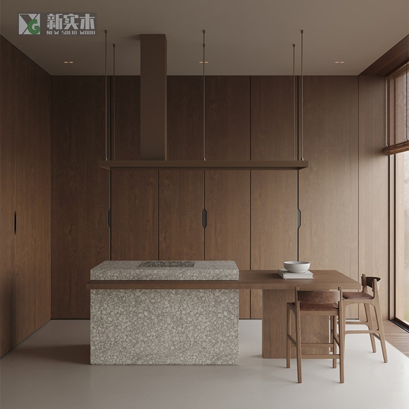 全屋定制橱柜极简复古风装门护墙板墙一体设计重庆工厂