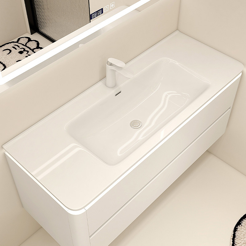 小户型陶瓷一体盆浴室柜洗漱台洗手盆洗手台实木浴室柜