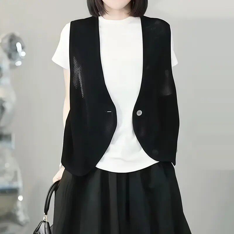 马甲女夏季薄款百搭V领无袖坎肩休闲户外防晒外套