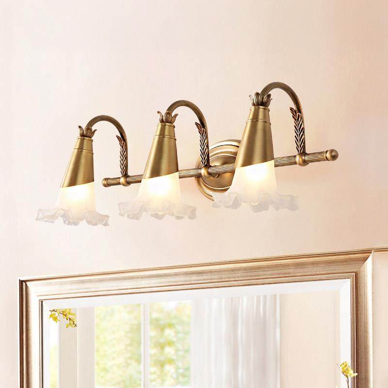 美式镜前灯全铜化妆室洗手洗脸盆欧式浴室镜柜专用法式覆古灯具