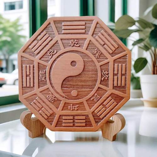 桃木雕刻太极八卦九宫八卦镜凸镜家居门口挂件桃木八卦镜挂件摆件