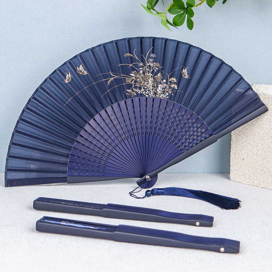 丝艺堂中国风扇子女款手工丝绸扇古风创意印花折扇复古舞蹈扇女扇