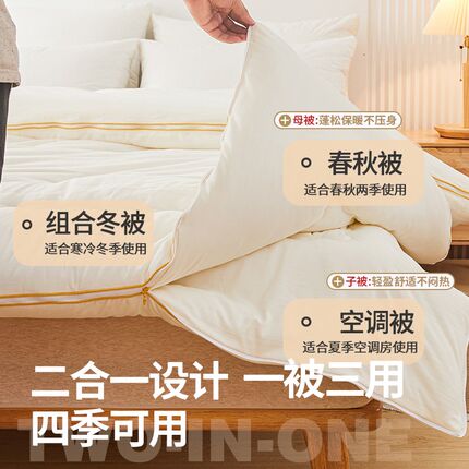 手工蚕丝b被100桑蚕丝子母被二合一拉链款春秋被冬被四季通用被子