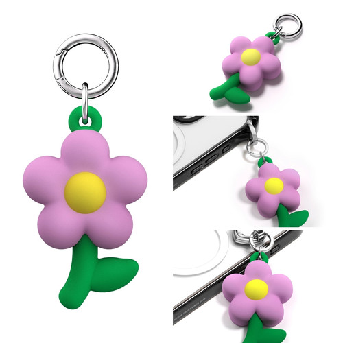 蜜萝紫花花挂钩钥匙扣可爱小吊坠配件手机链条高级感像素兔兔