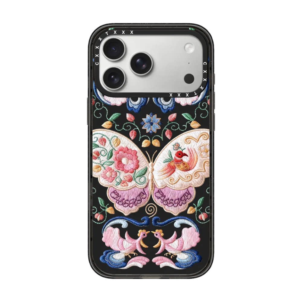 蝶母繁花苗绣适用于苹果18promax手机壳iPhone17Pro明星情侣同款16Pro Max卡通15plus贵州非遗防摔14/13保护