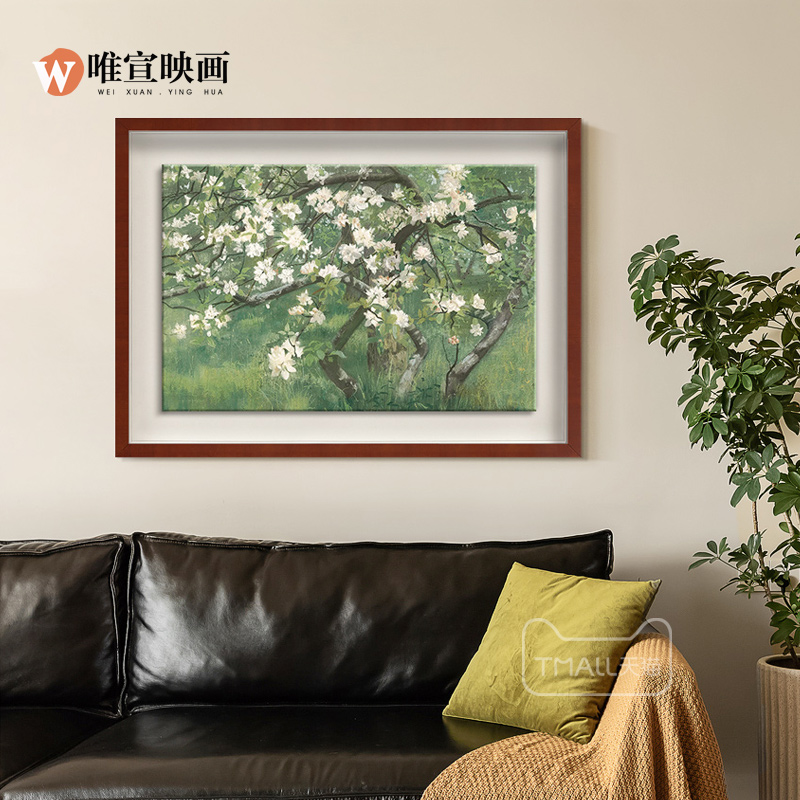 法式中古风客厅玄关装饰画绿色植物立体南法风餐厅卧室斗柜桌摆画图片