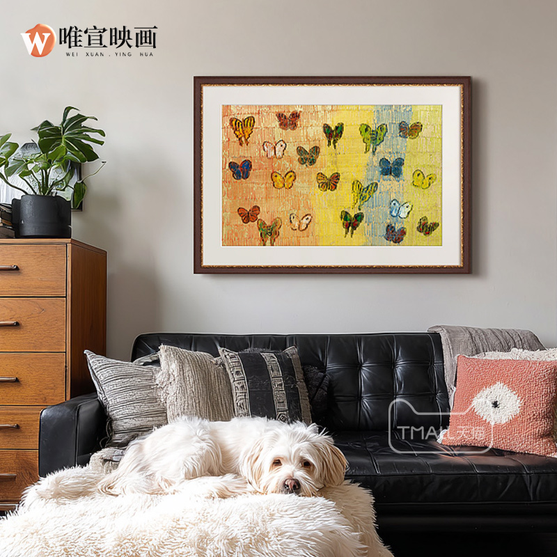 《彩蝶》中古风客厅餐厅装饰画法式复古卧室玄关高级感蝴蝶挂画图片