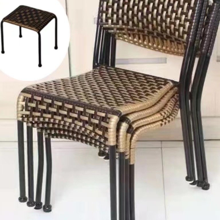新款 藤编靠背椅客厅阳台家用休闲单人椅手工编织小藤椅矮凳子餐