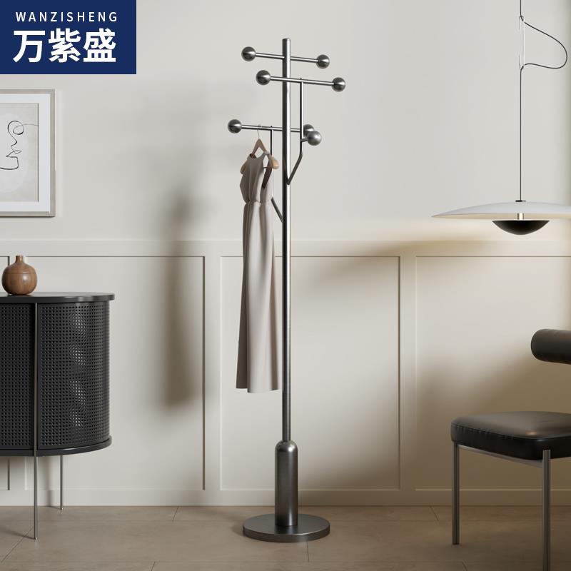 挂衣架落地卧室不锈钢衣帽架单杆简约时尚高级灰衣服挂架子艺术感