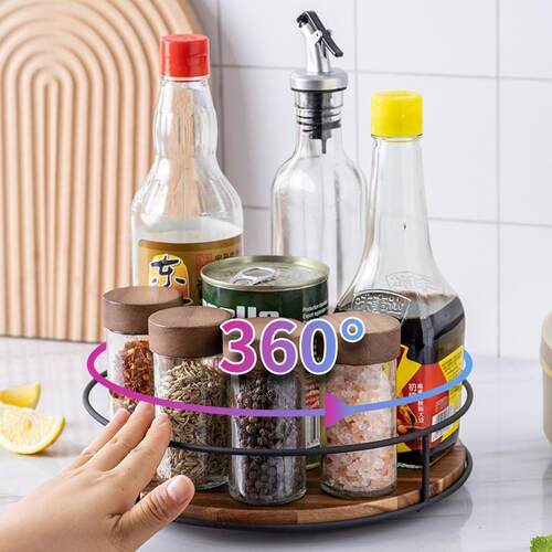 厨房调料置物架盐酱醋调味料品瓶罐收纳盒360旋转盘台面佐料架子