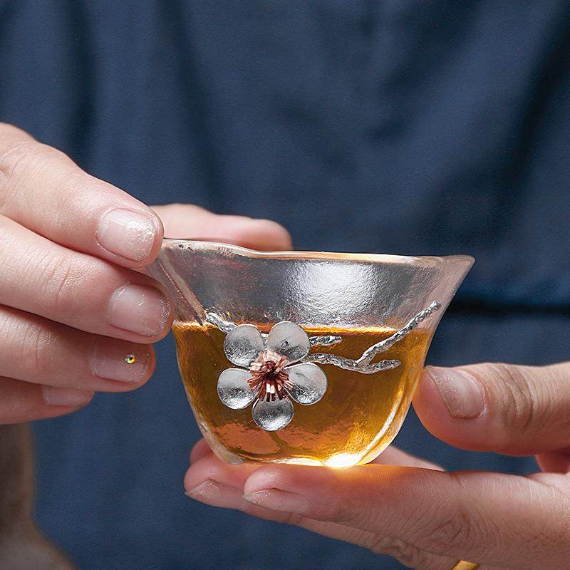 新中式锡花茶杯品茗玻璃茶杯盖碗茶具套装温茶炉加厚煮茶壶泡茶器,餐饮具,功夫茶具,淘宝优惠券,粉丝福利购,淘宝优惠卷