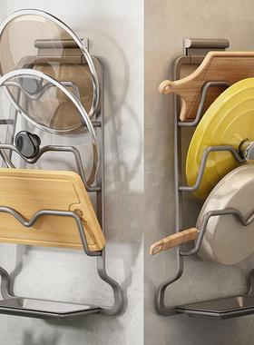 锅盖架免打孔壁挂式厨房置物架大菜板放置器收纳多层砧板架子双层