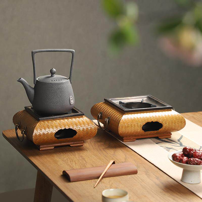 竹编茶炉围炉煮茶火炉烧炭炉创意家用室内橄榄炭炉子中式烧水炉子