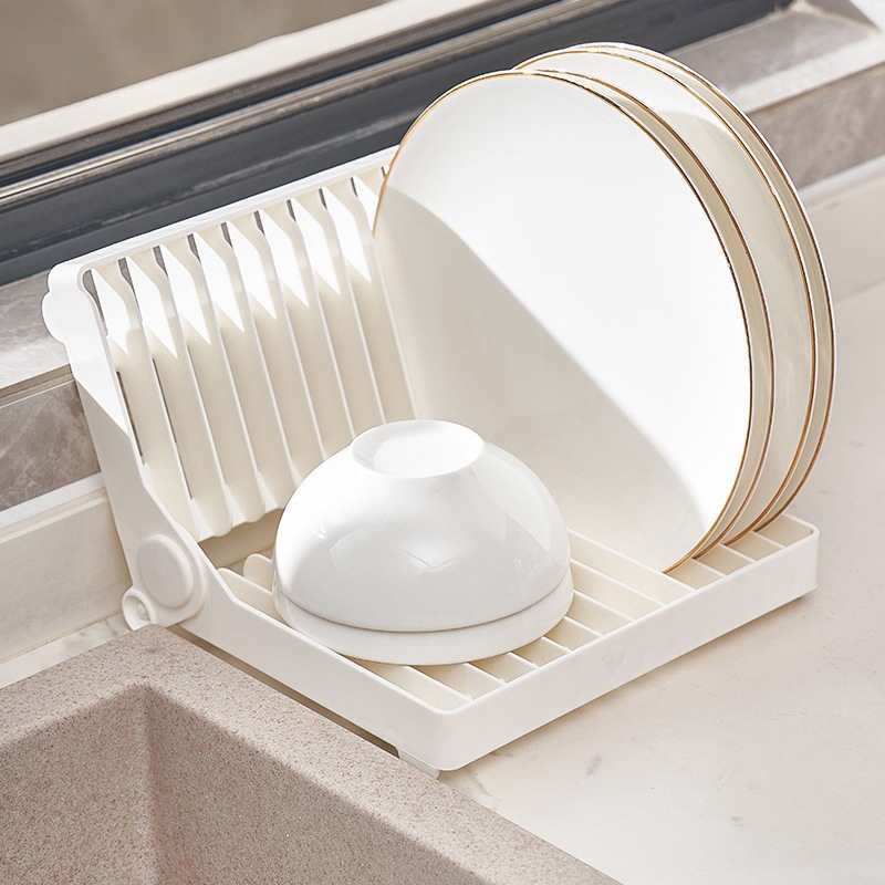 新款 厨房可折叠碗架碗碟收纳架家用台面立式盘子沥水多功能餐具