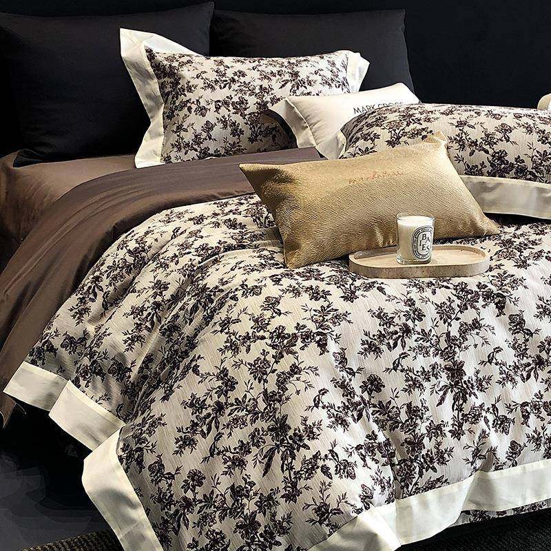 玛洛驰高端典雅诗意花卉全棉100S四件套高级长绒棉南通家纺春夏