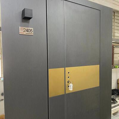 一门一景护墙板入户门防盗门带门牌号套色智能感应系统精雕铸铝门