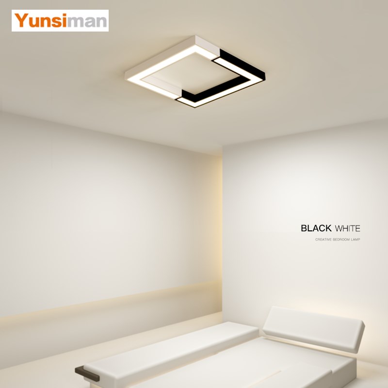 韵丝蔓led吸顶灯客厅卧室灯简约现代黑白灯正方形创意书房餐厅灯