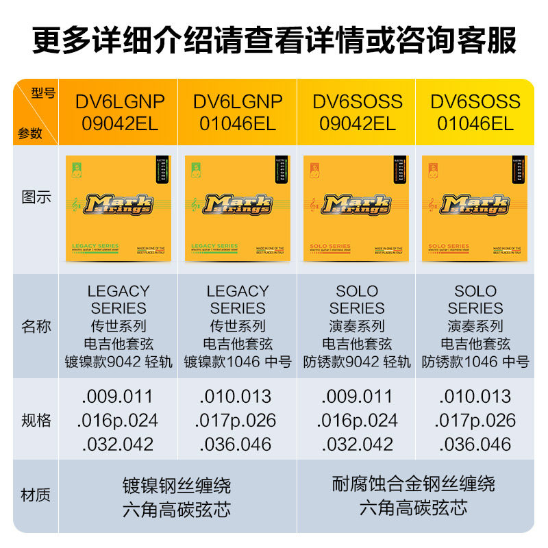 马贝斯意大利电吉他琴弦装演奏级防锈弦线全