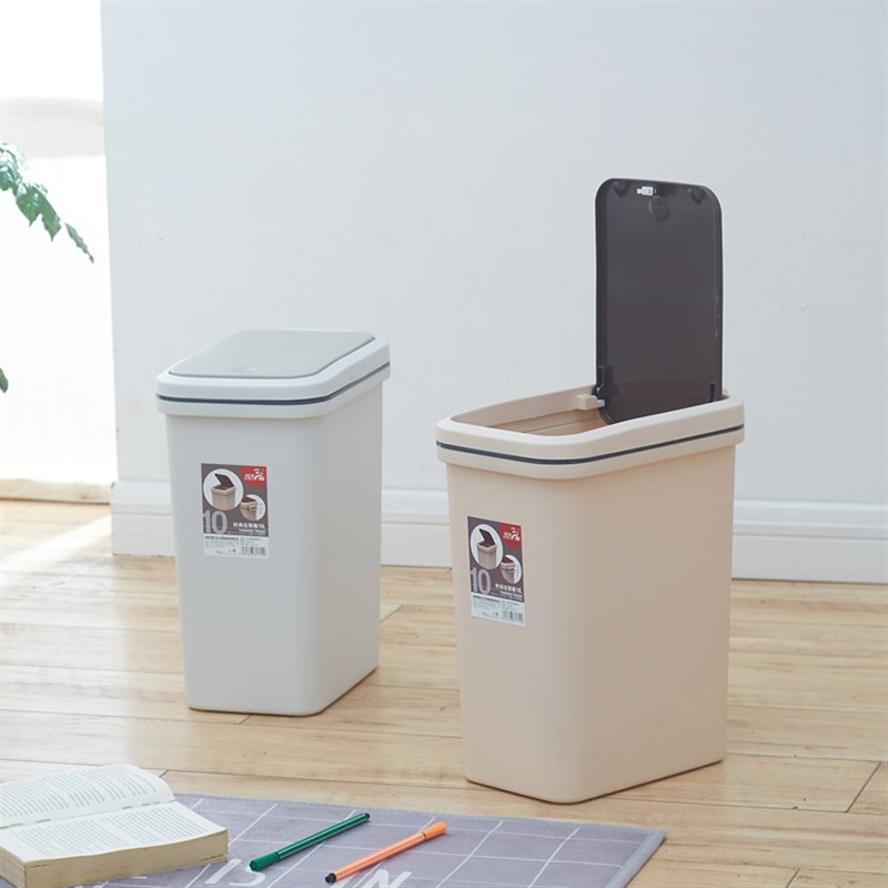 欧式创意款塑料家用客厅有盖弹盖垃圾桶办公室手提垃圾桶