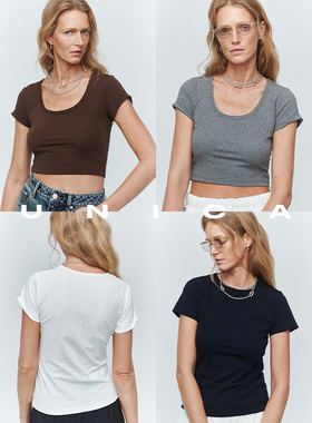 UNICA/热销过万原创背后十字T恤长短款修身短袖女多色圆领上衣