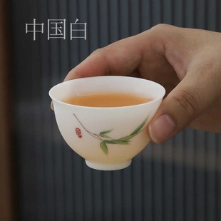 品香杯聚香杯品茗杯 超薄胎素烧猪油白瓷小茶杯单z杯主人杯女式