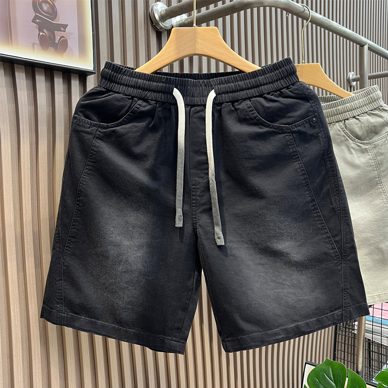 2025夏季新款水洗纯棉休闲短裤男美式潮流宽松直筒百搭工装五分裤
